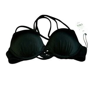 Shade & shore black pushup bikini top nwt size 34 B